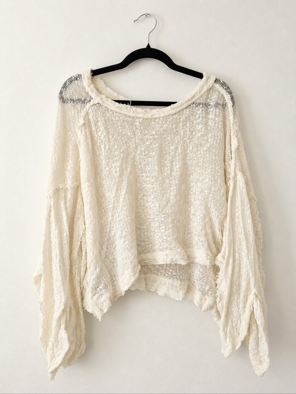 We The Free Free People Ivory Textured Oversized Top